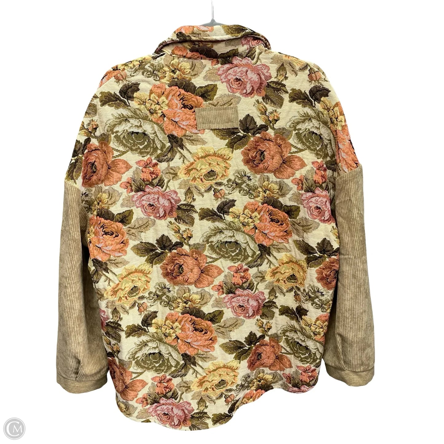 Jacket Shirt By Shein In Orange & Tan, Size: S