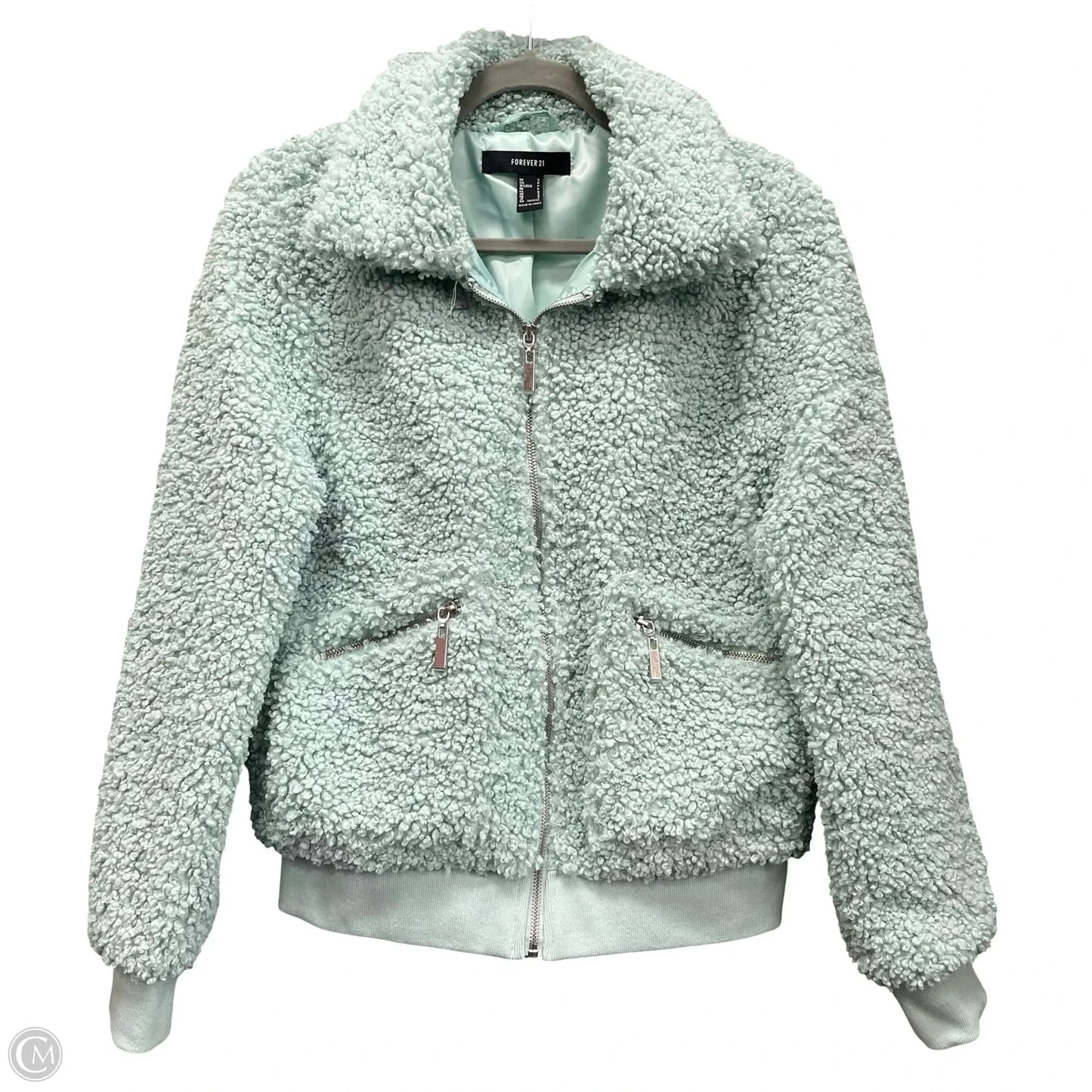 Jacket Faux Fur & Sherpa By Forever 21 In Blue, Size: S
