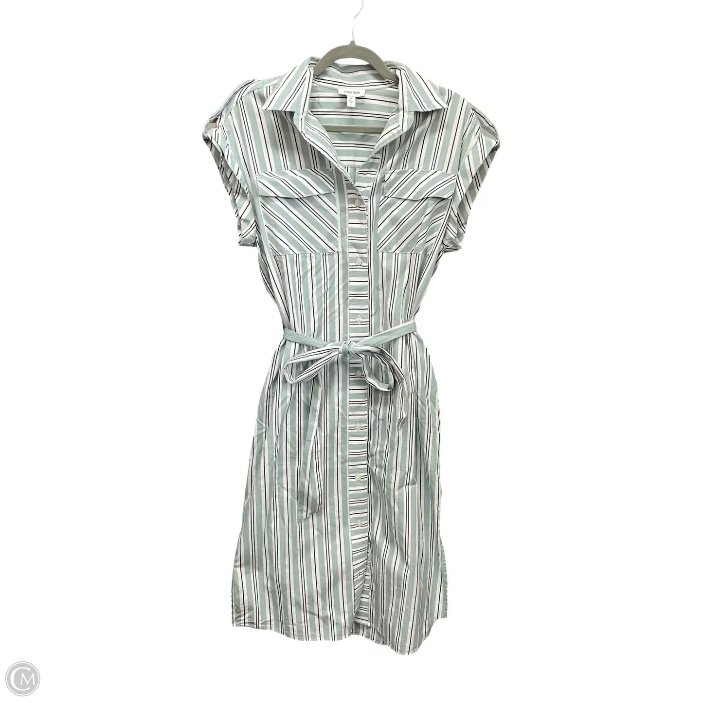 Dress Casual Midi By Nordstrom In Green & White, Size: Xs