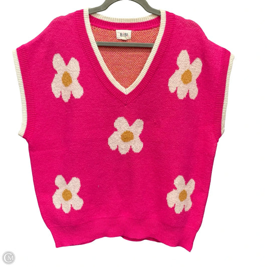Sweater Short Sleeve By Bibi In Pink, Size: L