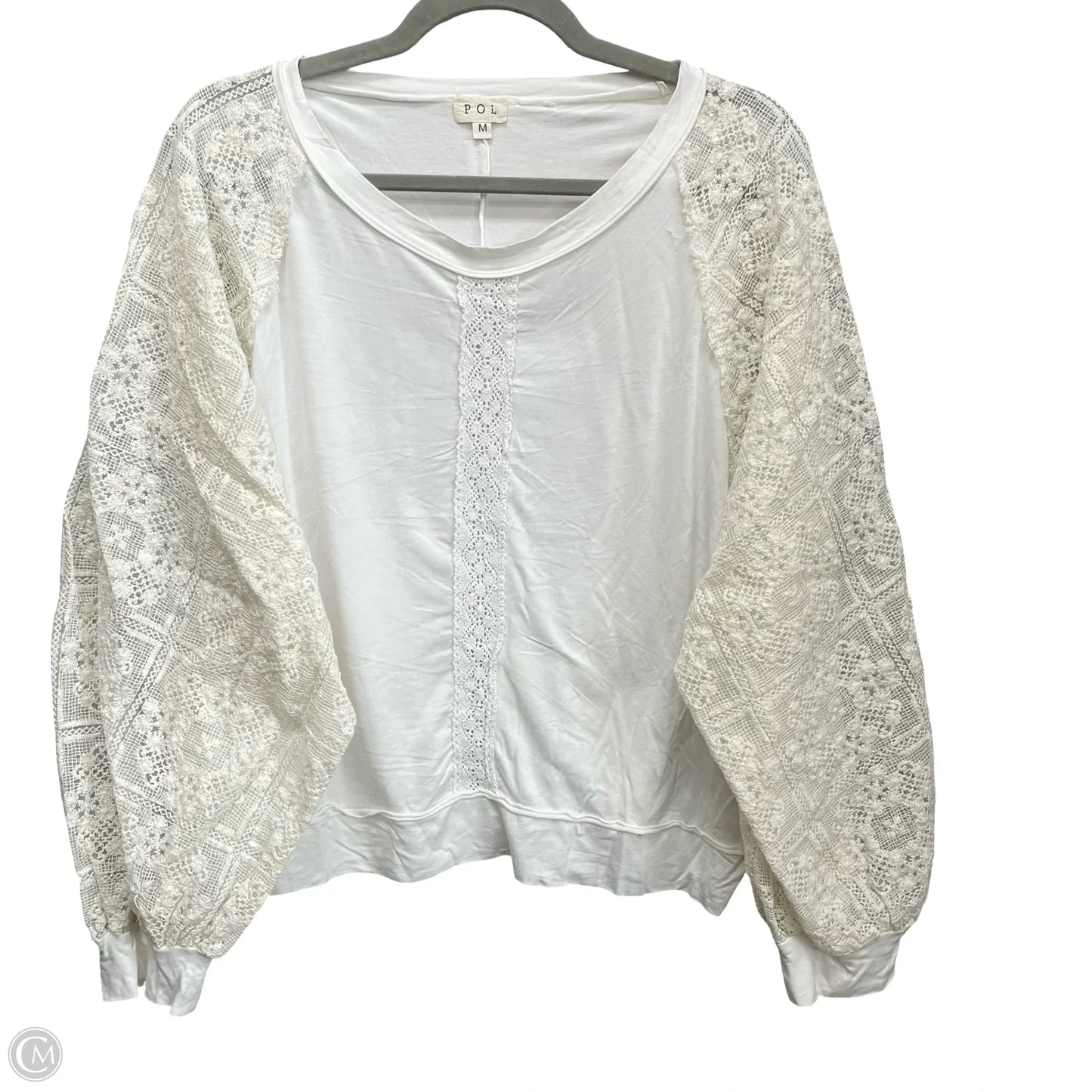 Top Long Sleeve By Pol In White, Size: M