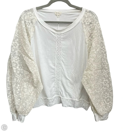 Top Long Sleeve By Pol In White, Size: M