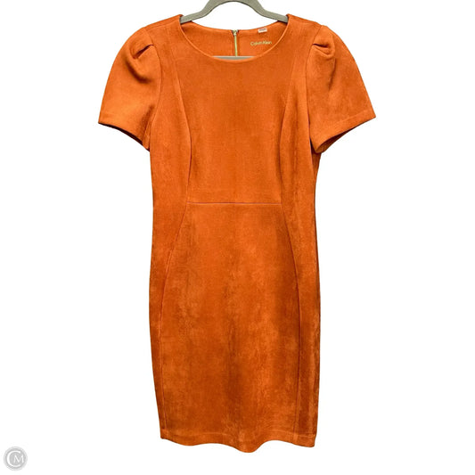 Dress Casual Midi By Calvin Klein In Orange, Size: 10