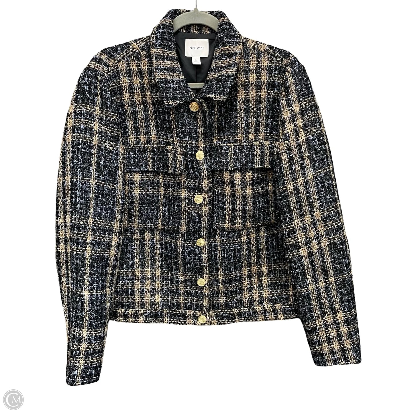 Jacket Other By Nine West In Blue & Cream, Size: L