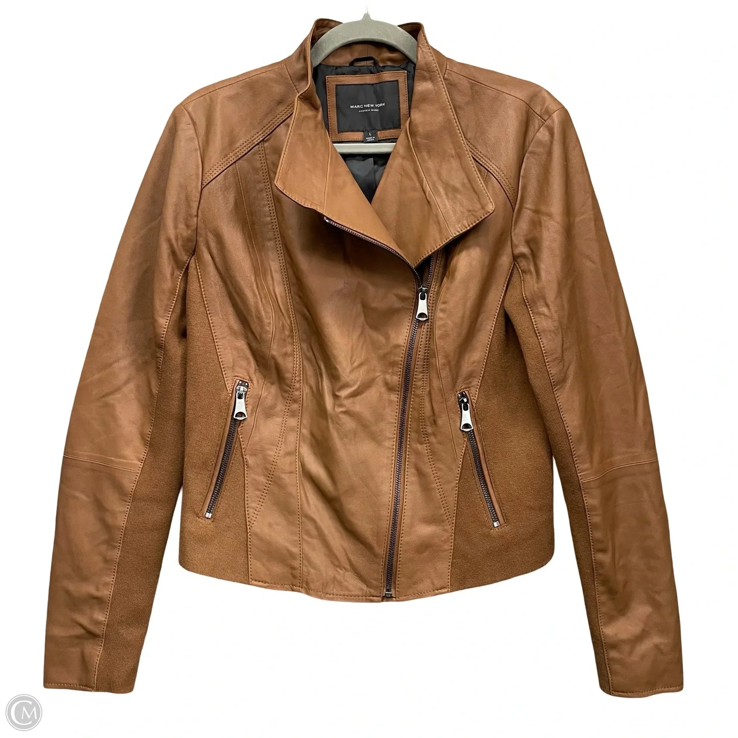 Jacket Moto Leather By Marc New York In Brown, Size: L