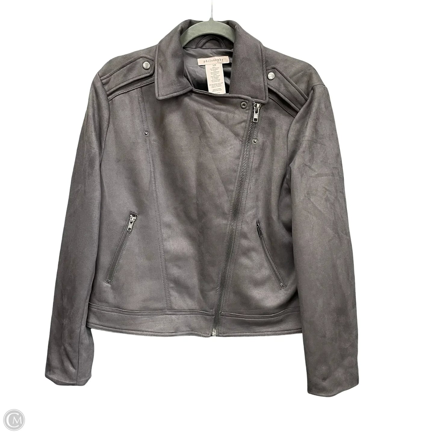 Jacket Moto By Philosophy In Grey, Size: L