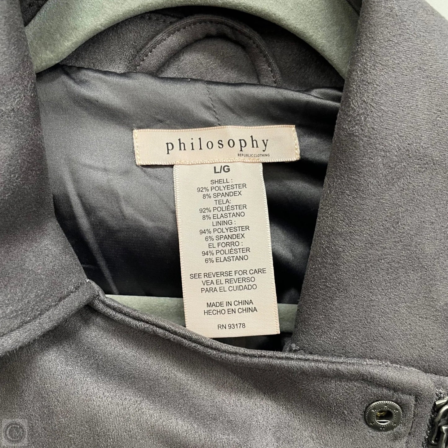 Jacket Moto By Philosophy In Grey, Size: L