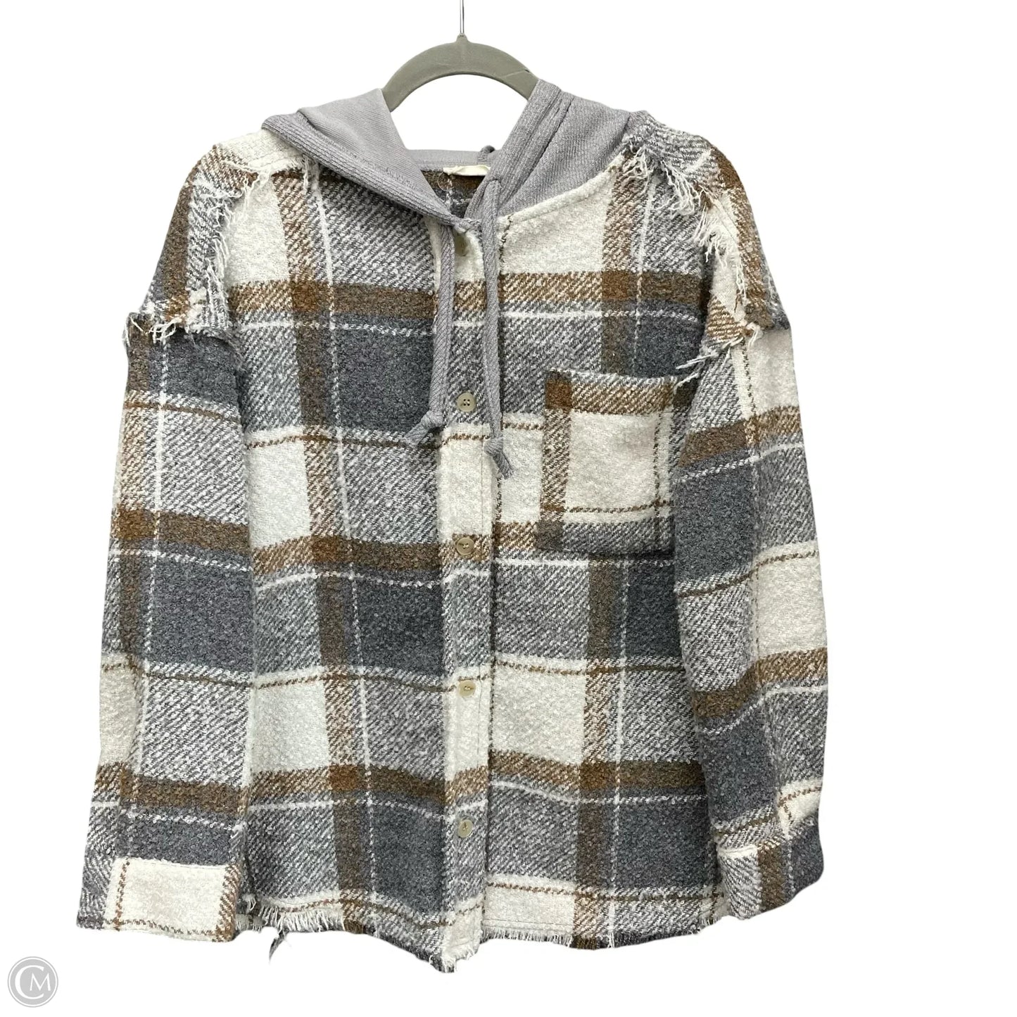 Jacket Shirt By New In In Grey & White, Size: S