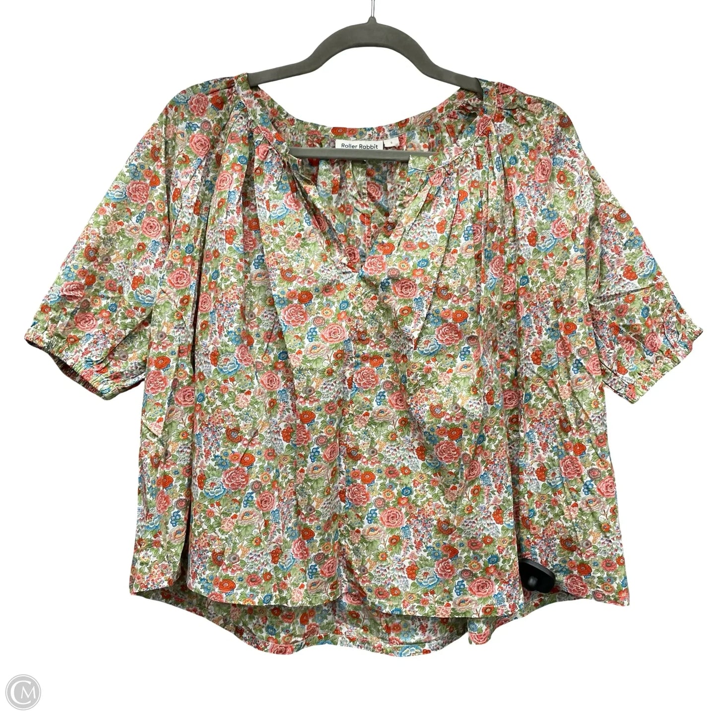 Top Short Sleeve By Roller Rabbit In Green & Red, Size: S