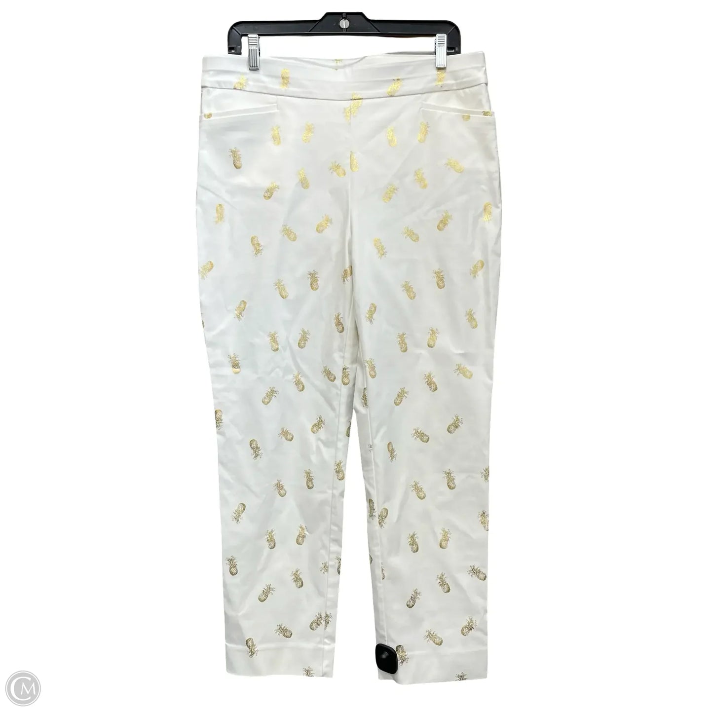 Pants Leggings By Chicos In Gold & White, Size: 12