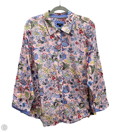 Top Long Sleeve By Talbots In Blue & Pink, Size: 2x