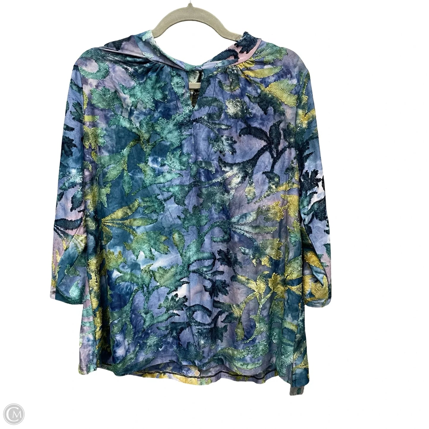 Top Long Sleeve By D&co. In Blue & Green, Size: L