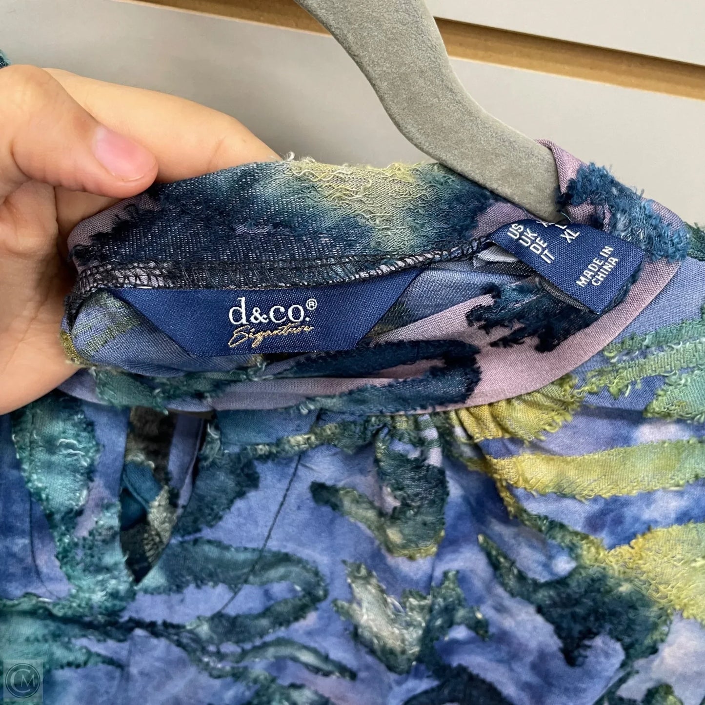 Top Long Sleeve By D&co. In Blue & Green, Size: L