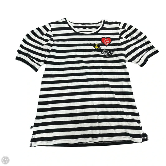 Top Short Sleeve Designer By Karl Lagerfeld In Black & White, Size: M