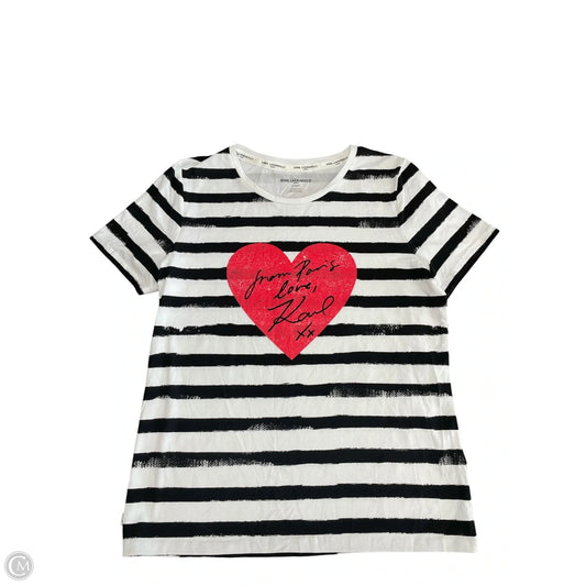 Top Short Sleeve Designer By Karl Lagerfeld In Black & White, Size: M
