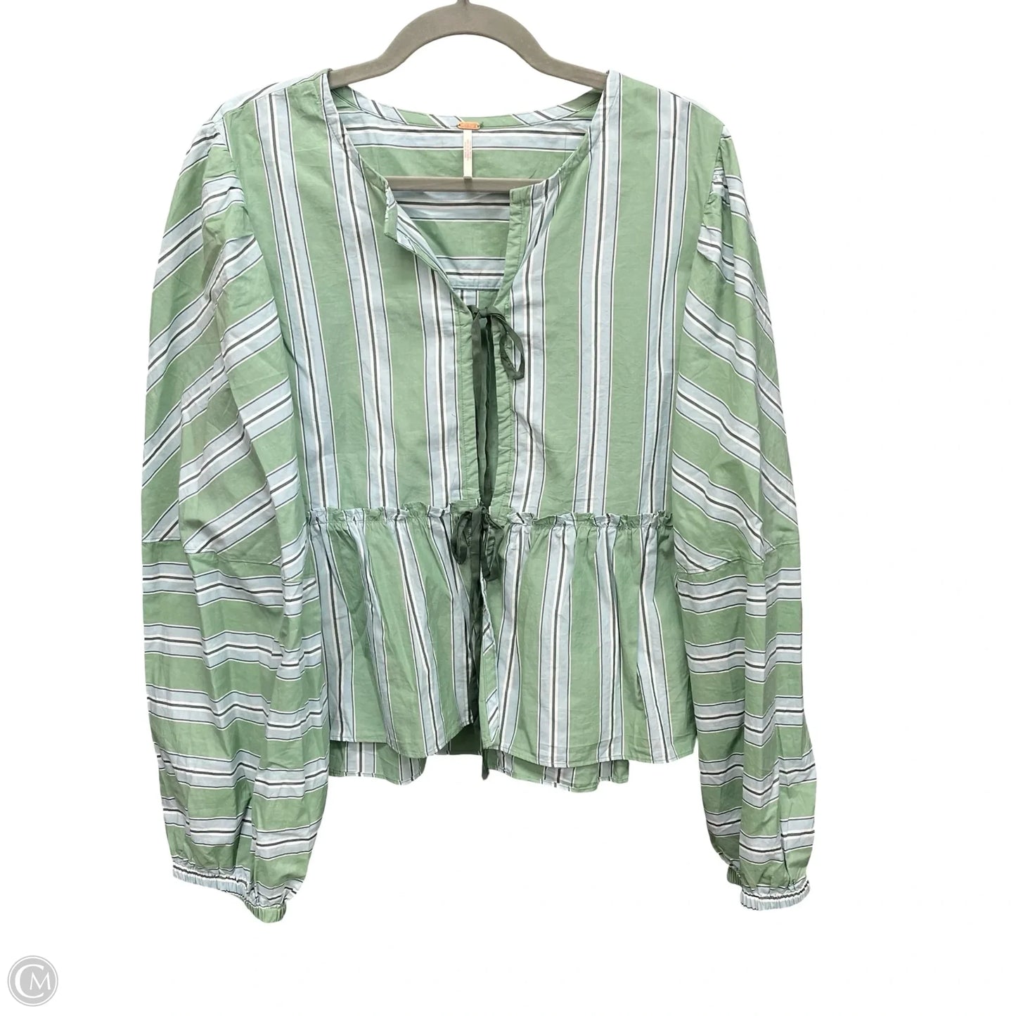 Top Long Sleeve By Free People In Blue & Green, Size: L