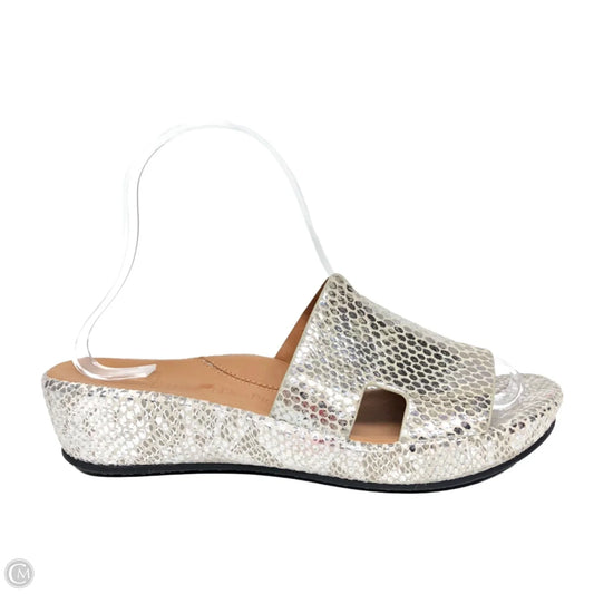 Sandals Heels Wedge By Cmb In Silver, Size: 7
