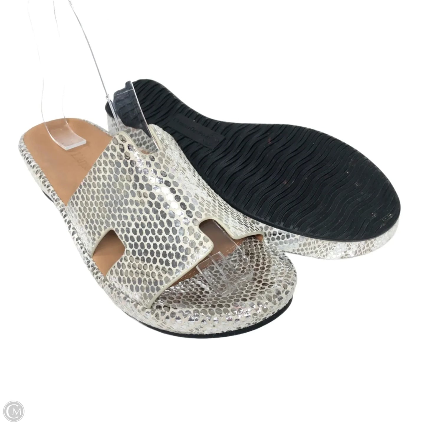 Sandals Heels Wedge By Cmb In Silver, Size: 7