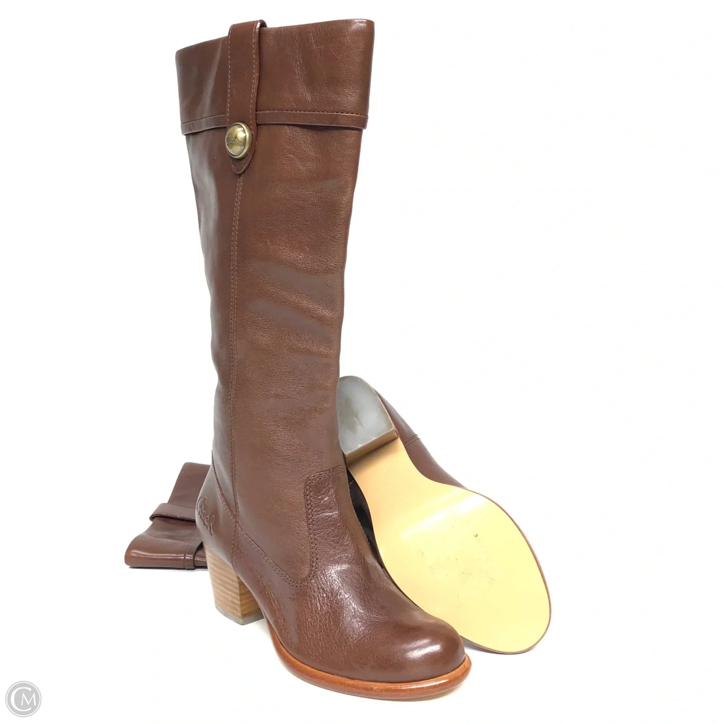 Boots Designer By Coach In Brown, Size: 5