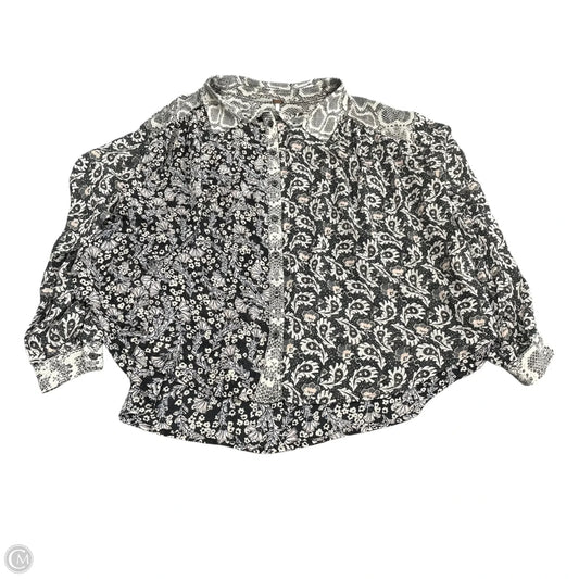 Blouse Long Sleeve By Free People In Black & White, Size: Xs