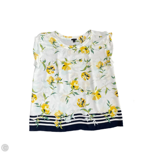 Top Short Sleeve By Ann Taylor In Green & Yellow, Size: Xl