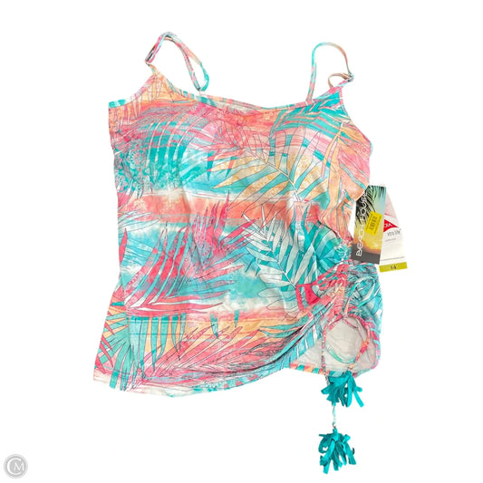 Swimsuit Top By Clothes Mentor In Blue & Pink, Size: 14