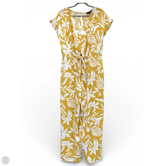 Jumpsuit By Fred David In White & Yellow, Size: M