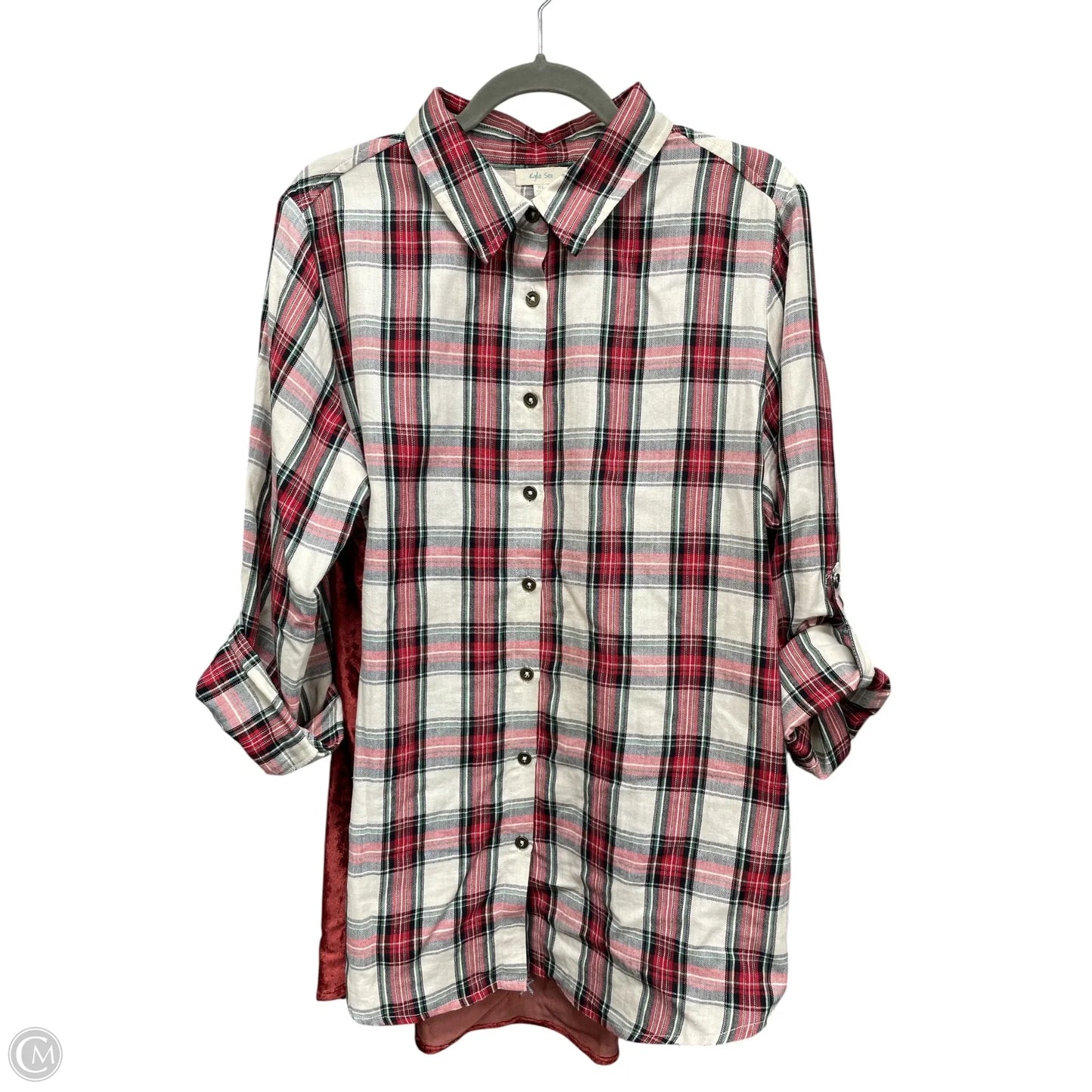 Tunic 3/4 Sleeve By Clothes Mentor In Red & White, Size: Xl