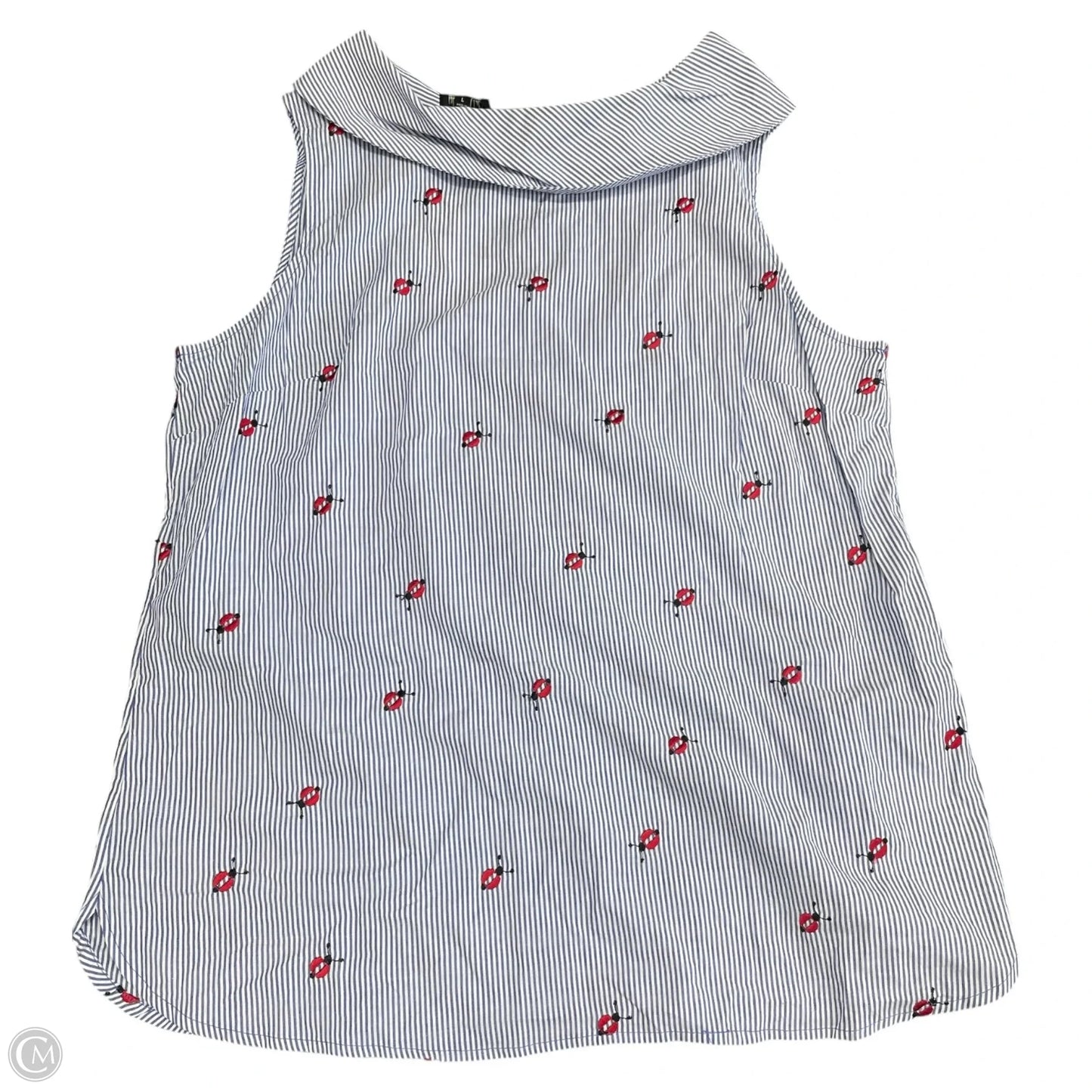 Top Sleeveless By Talbots In Blue & White, Size: L