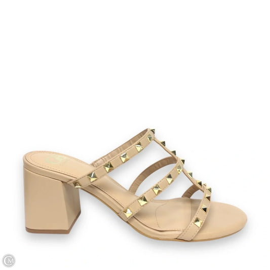 Sandals Heels Block By Gianni Bini In Beige, Size: 7.5