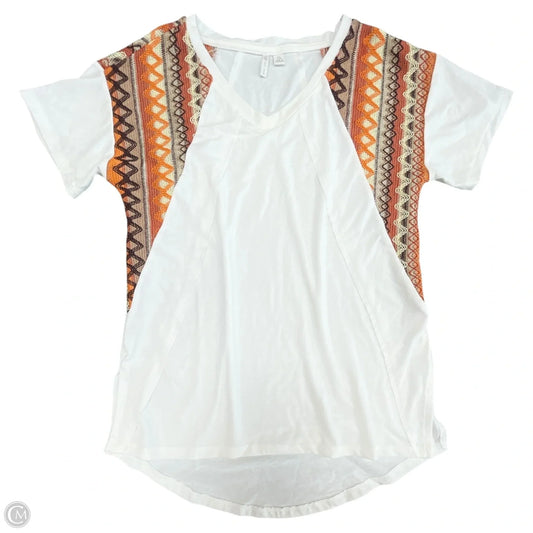 Top Short Sleeve By Cato In Orange & White, Size: Xs