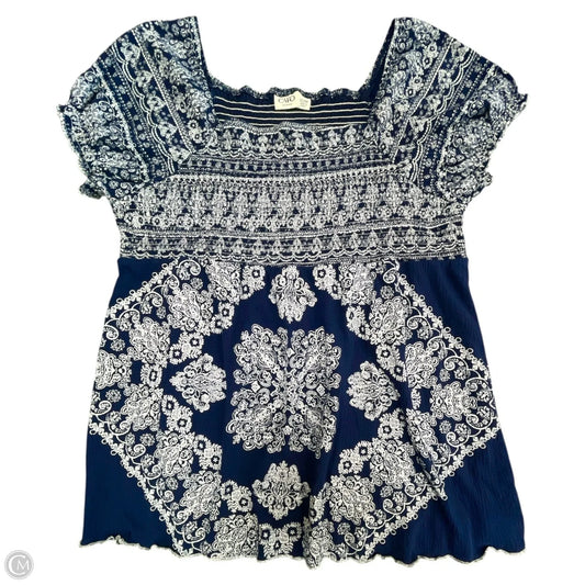 Top Short Sleeve By Cato In Blue & White, Size: 2x