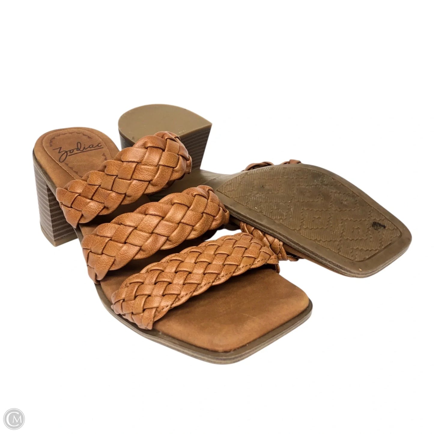 Sandals Heels Block By Zodiac In Brown, Size: 10
