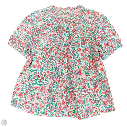 Top Short Sleeve By J. Crew In Green & Pink, Size: M