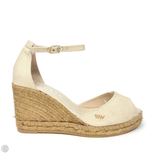 Sandals Heels Wedge By Cmc In Cream, Size: 8.5
