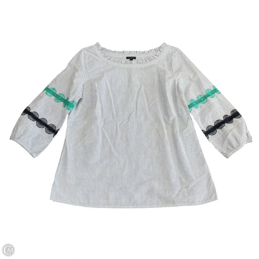 Top 3/4 Sleeve By Talbots In Blue & White, Size: M