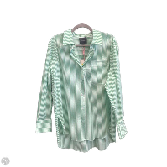 Top Long Sleeve By Alex Marie In Green & White, Size: S