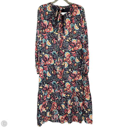 Dress Casual Midi By Loft In Blue & Red, Size: M