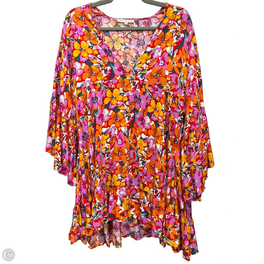 Tunic Long Sleeve By Clothes Mentor In Orange & Purple, Size: M