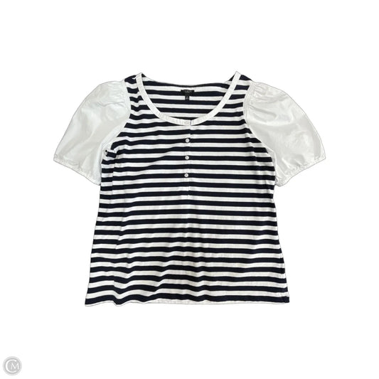 Top Short Sleeve By Talbots In Blue & White, Size: Xlp