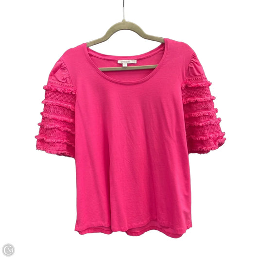 Top Short Sleeve By Chicos In Pink, Size: L