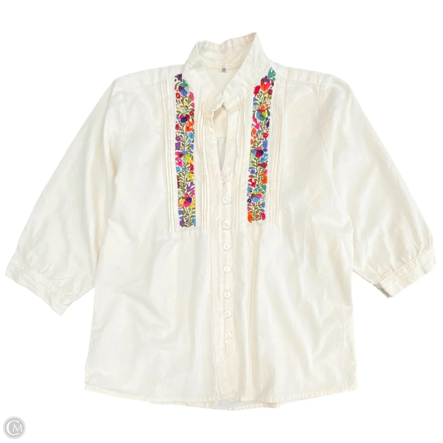 Top 3/4 Sleeve By Clothes Mentor In Cream, Size: M