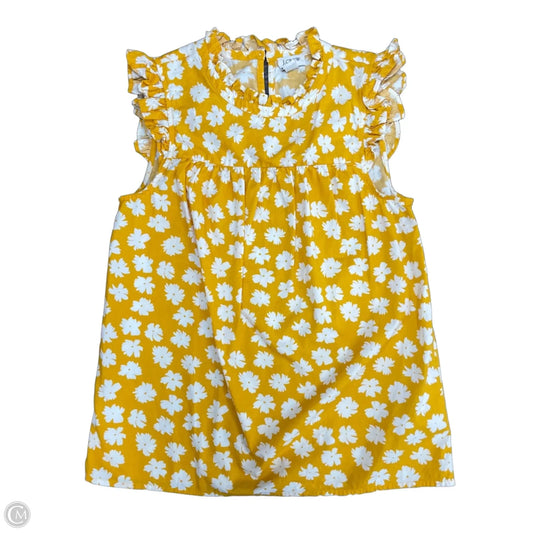 Top Sleeveless By J. Crew In White & Yellow, Size: 0