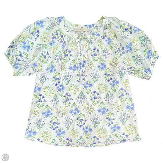 Top Short Sleeve By Loft In Purple & White, Size: S