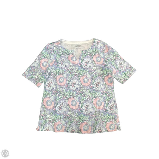Top Short Sleeve Basic By Talbots In Blue & Pink, Size: L