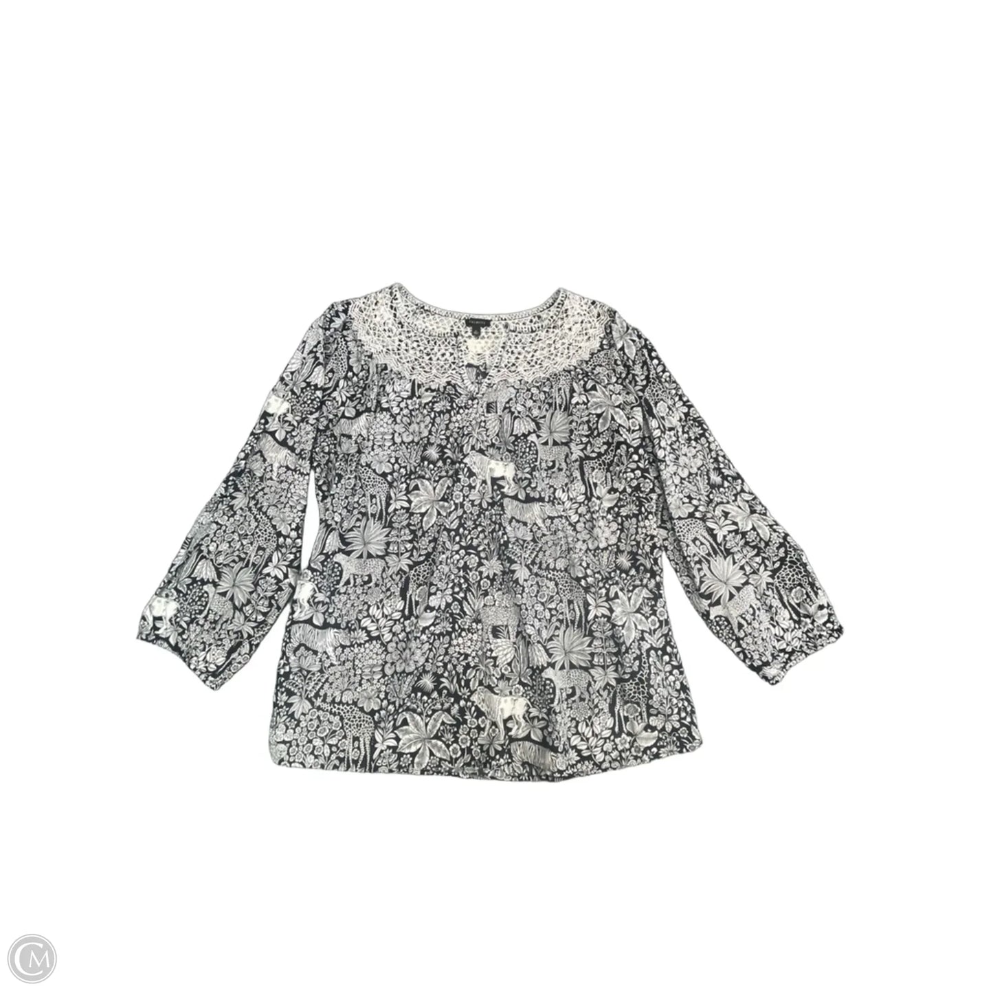 Top Long Sleeve By Talbots In Black & White, Size: L