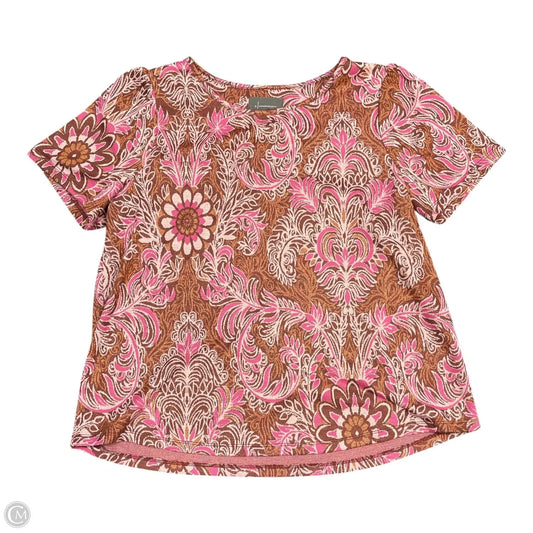 Top Short Sleeve By Anthropologie In Orange & Pink, Size: Xl