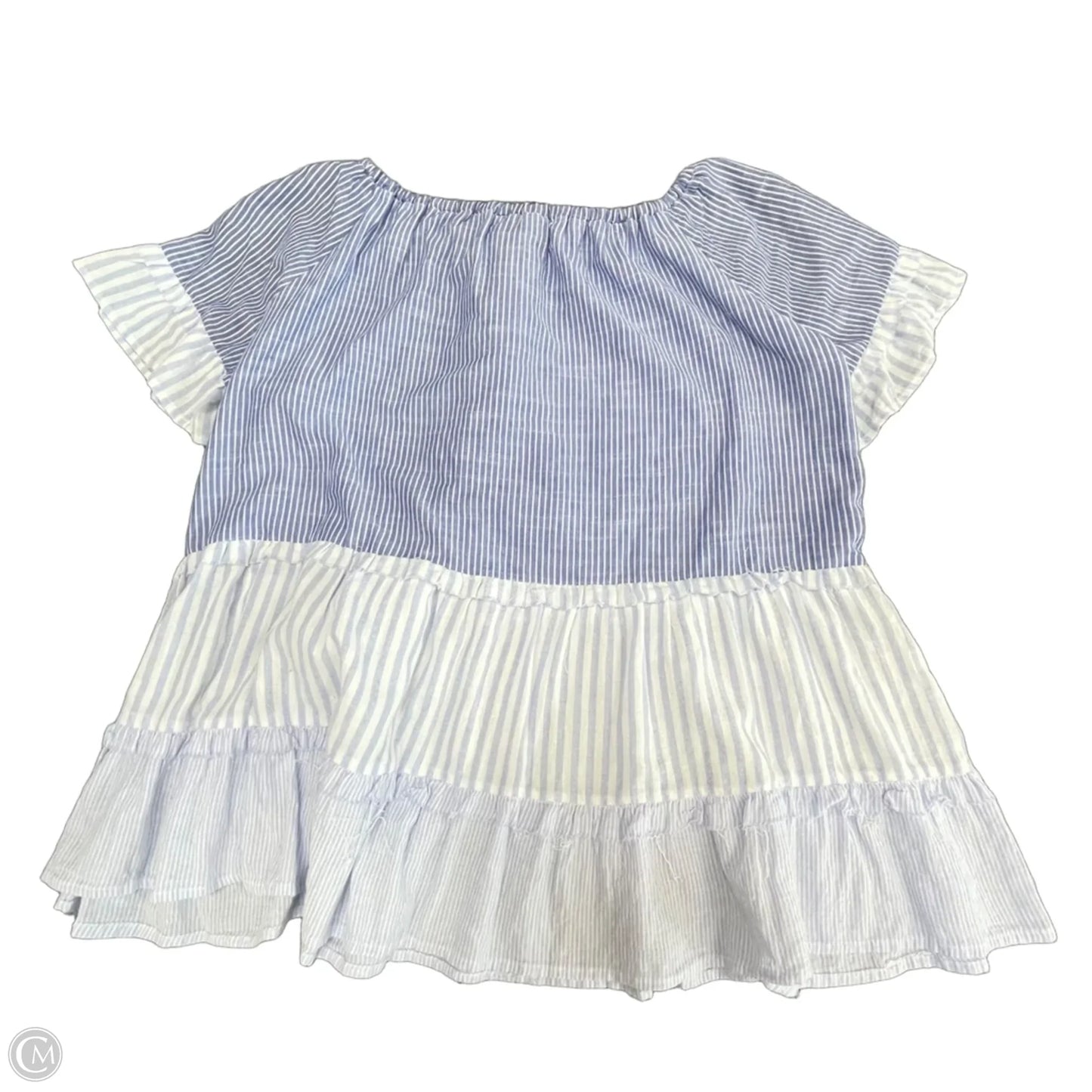 Top Short Sleeve By Easel In Blue & White, Size: S