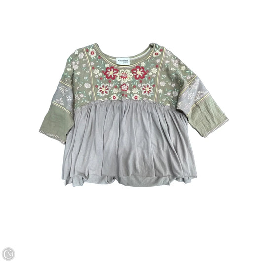 Top Short Sleeve By Savanna Jane In Brown, Size: L