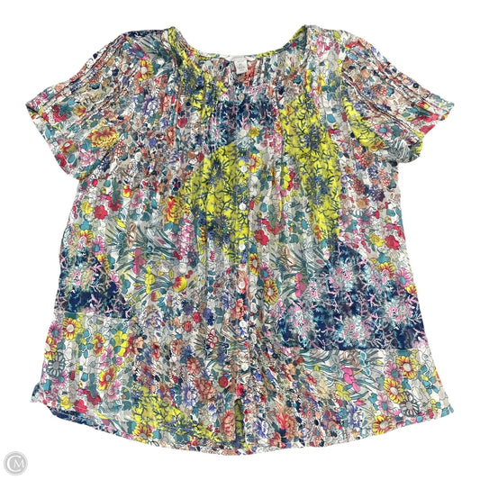 Top Short Sleeve By Intro In Floral Print, Size: Lp